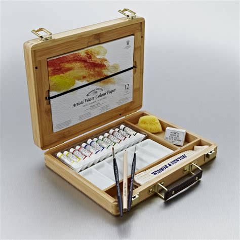 wooden watercolor paint box